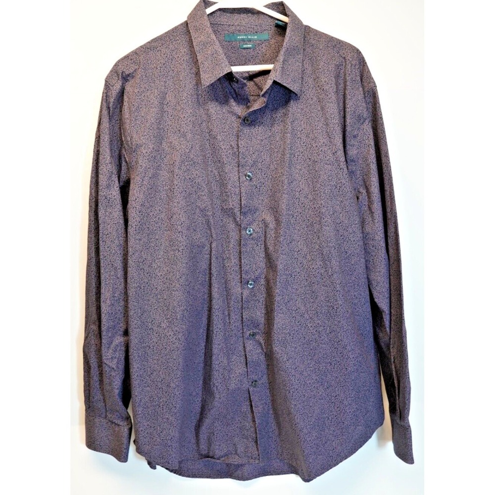 Perry Ellis Button Up Allover Print Shirt Men's 2XL Non Iron